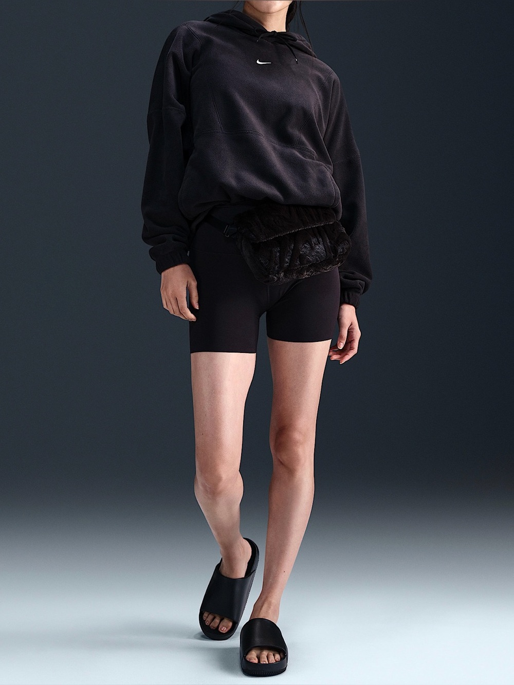 Nike One Women's Oversized Therma-FIT Pullover Fleece Hoodie FV8076-010 Black M - Picture 8 of 12